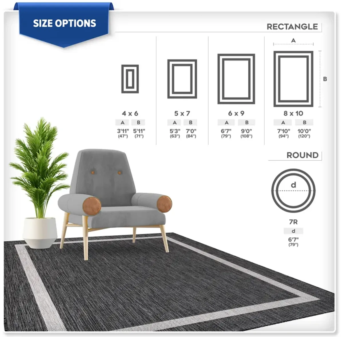 Waikiki Bordered Indoor/Outdoor Area Rug