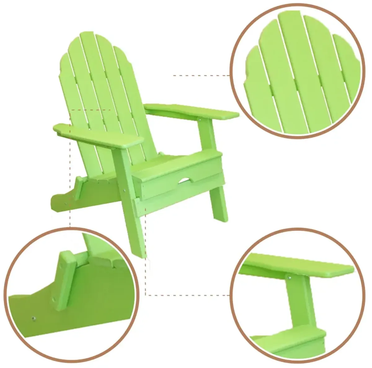 ResinTEAK Folding Adirondack Chair For Fire Pits, Patio, Porch, and Deck, New Tradition Collection