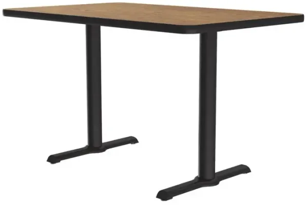 Correll Table Height Deluxe High-Pressure Café and Breakroom Table 30x48 RECTANGULAR MEDIUM OAK, BLACK