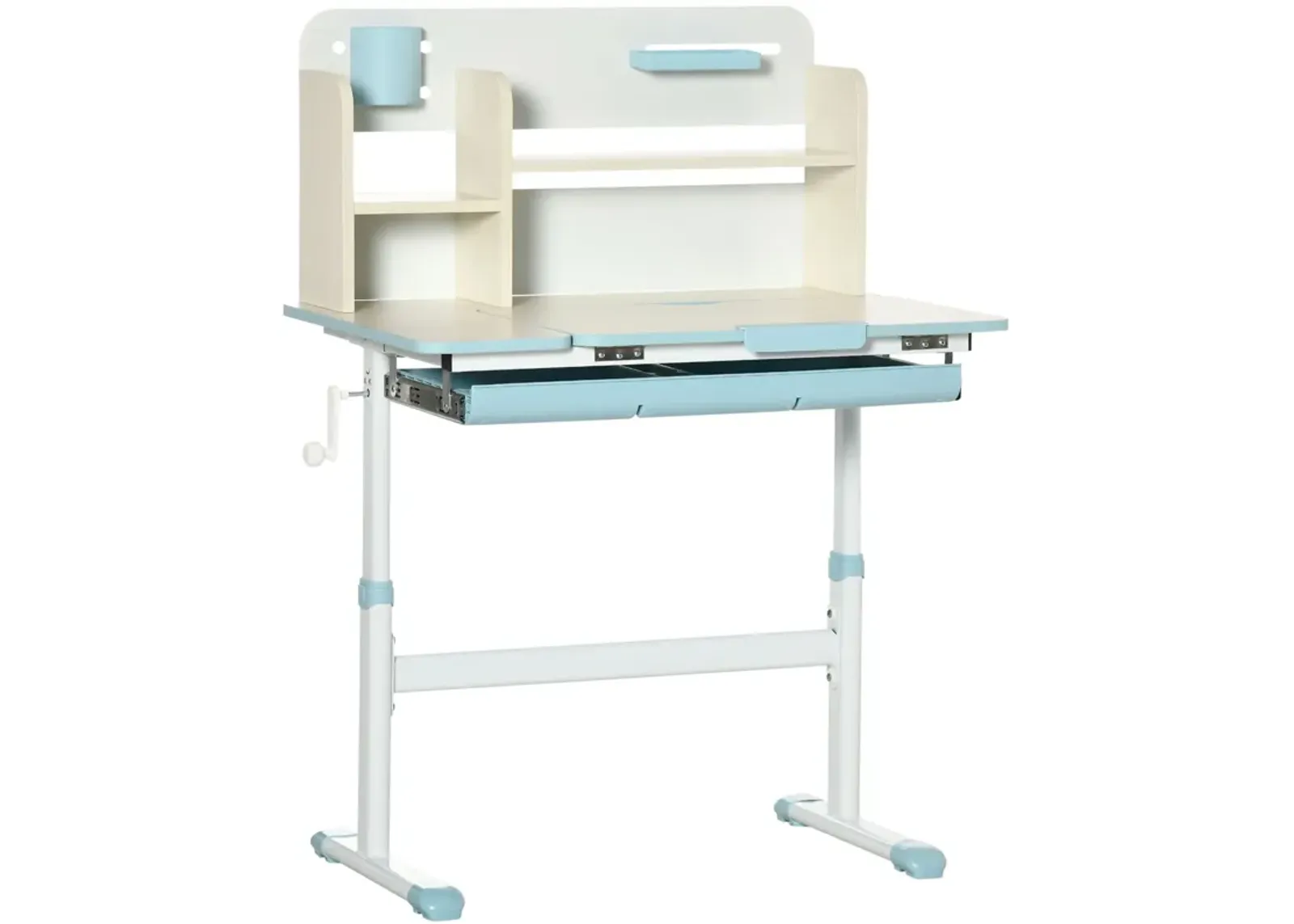 Blue Kids' Workstation: Adjustable Desk Set with Tilt Top & Drawer