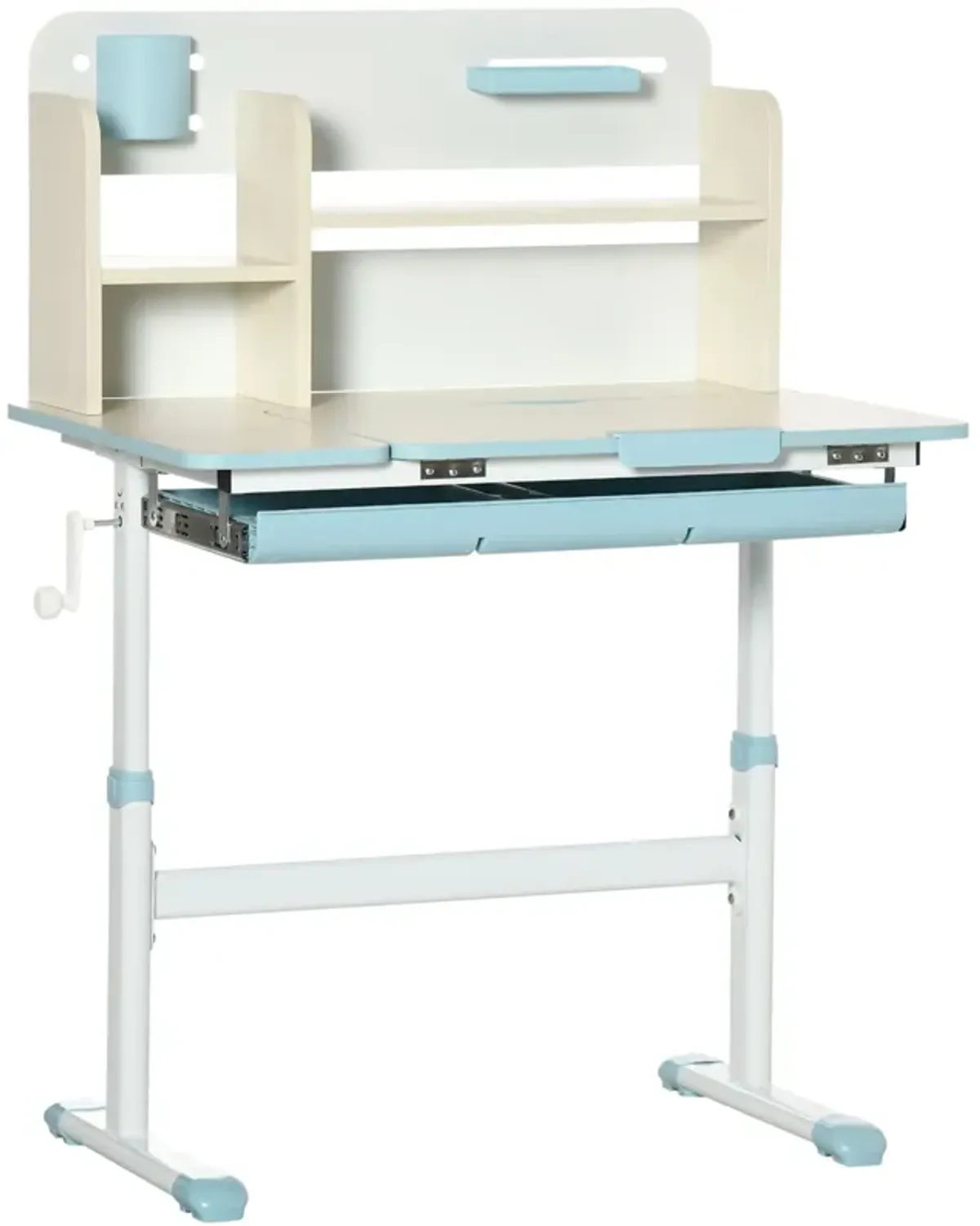 Blue Kids' Workstation: Adjustable Desk Set with Tilt Top & Drawer