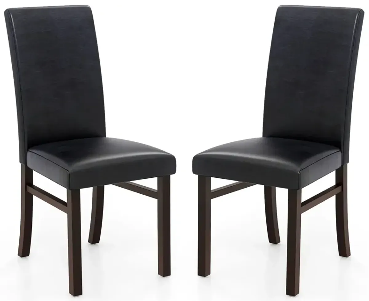 Upholstered Dining Chairs Set of 2 with Solid Rubber Wood Legs