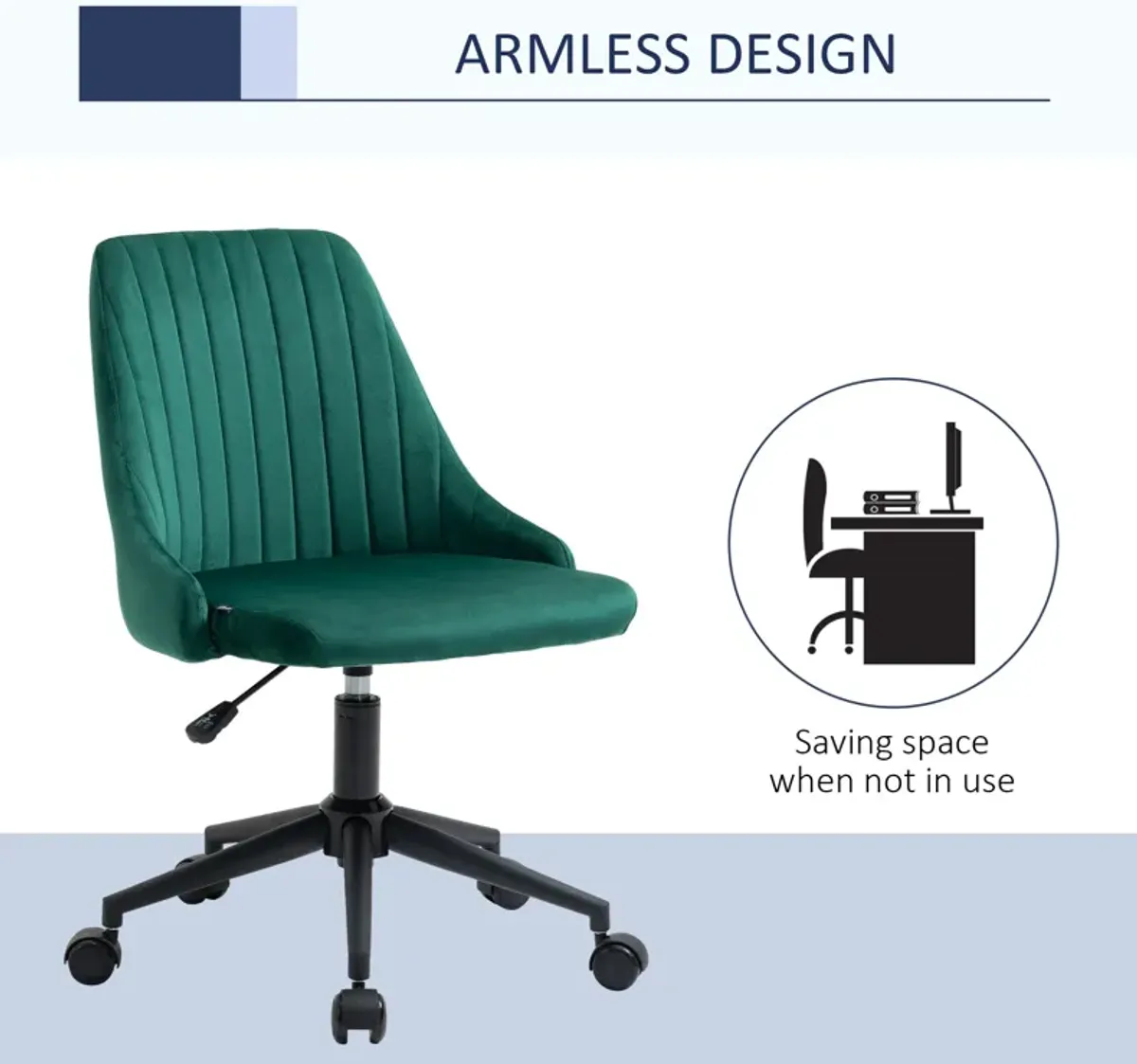 Green Workstation Seat: Velvet Swivel Mid-Back Chair for Home Office