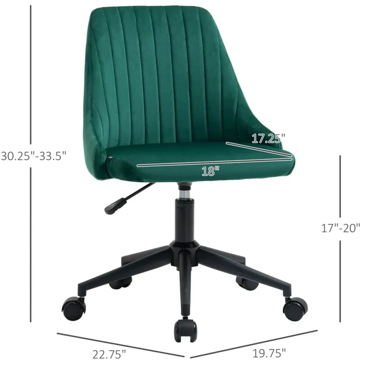 Green Workstation Seat: Velvet Swivel Mid-Back Chair for Home Office