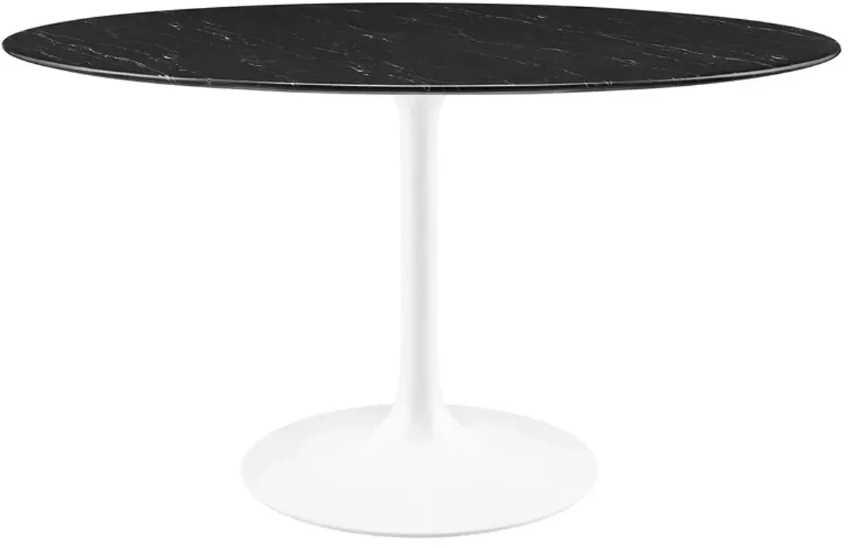 Modway - Lippa 54" Round Artificial Marble Dining Table White Black