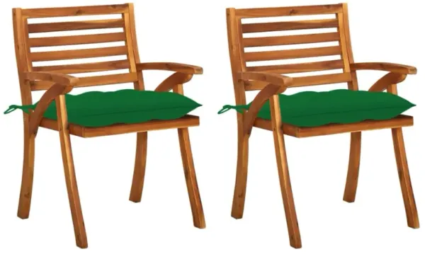 vidaXL Garden Dining Chairs with Cushions 2 pcs Solid Acacia Wood