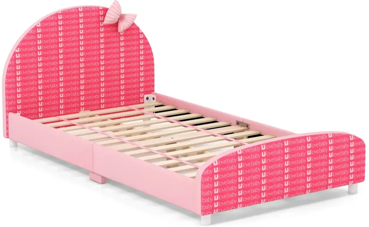 Wood Upholstered Twin Bed Platform with Slat Support