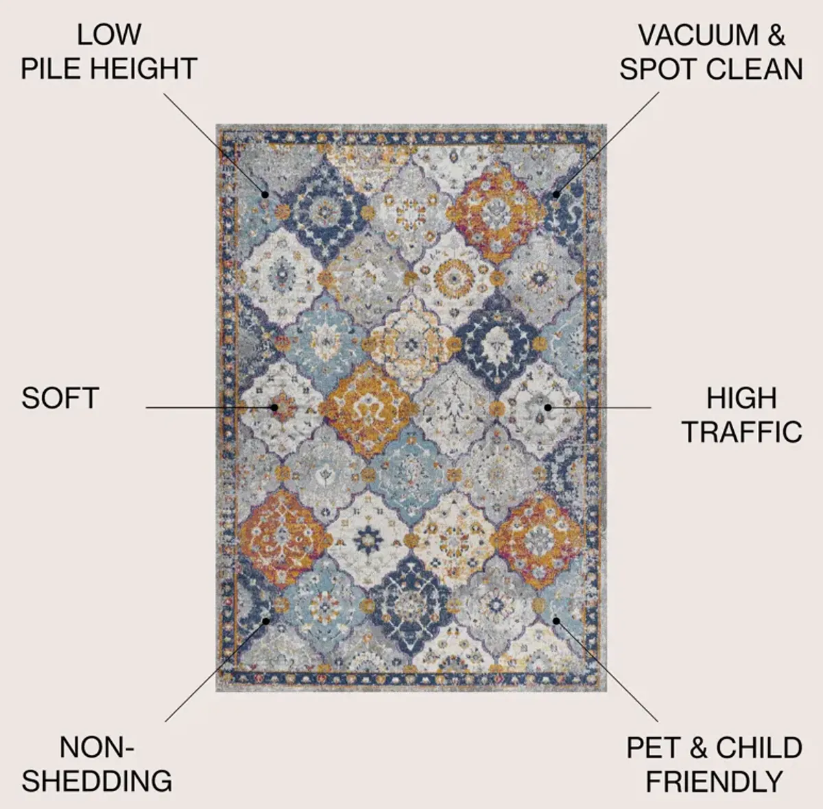 Kirman Bohemian Medallion Area Rug