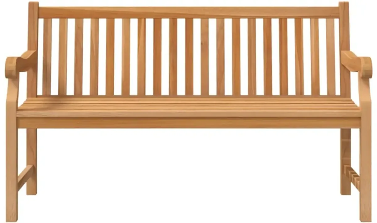 vidaXL Patio Bench - 59.1" Solid Teak Wood - Fine Sanded Finish - Durable and Weather-Resistant Wooden Garden Furniture - Easy Assembly - Suitable for Patio and Garden