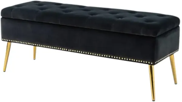 Hivvago Mid-Century Modern Bed Storage Bench with Ivory Velvet Seat and Gold Legs