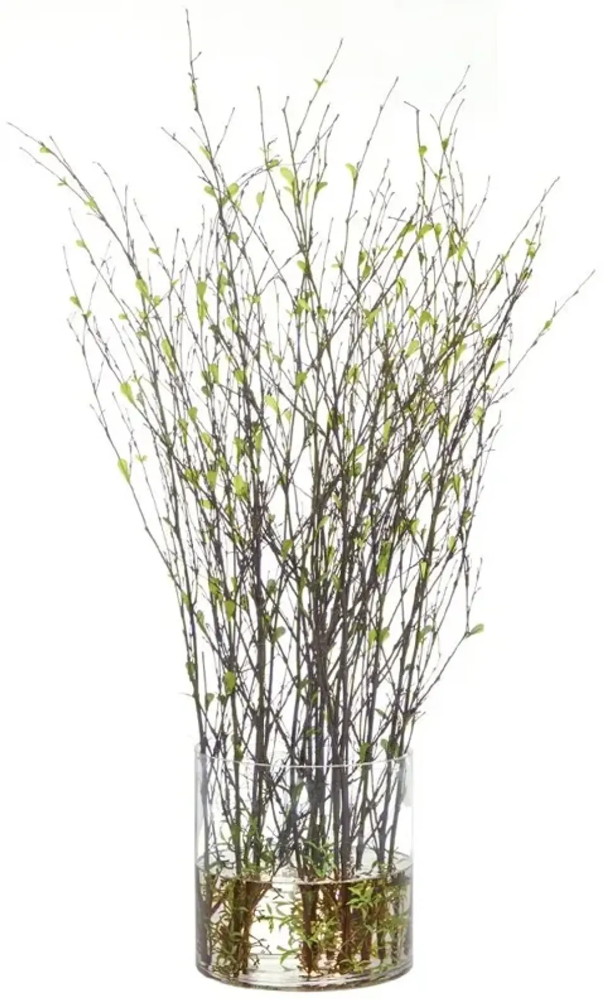 Mini Leaves on Twigs in Glass Vase