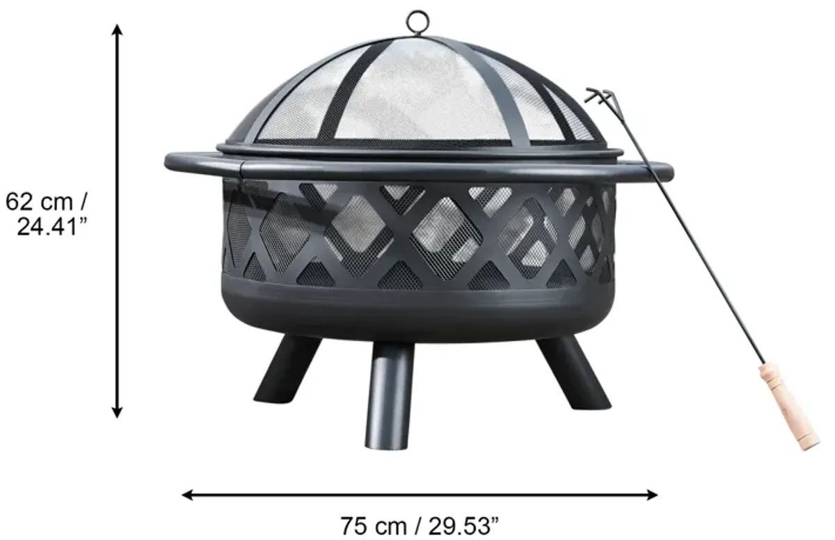 Teamson Home - Outdoor 29.5 Inch Round Steel Wood Burning Fire Pit