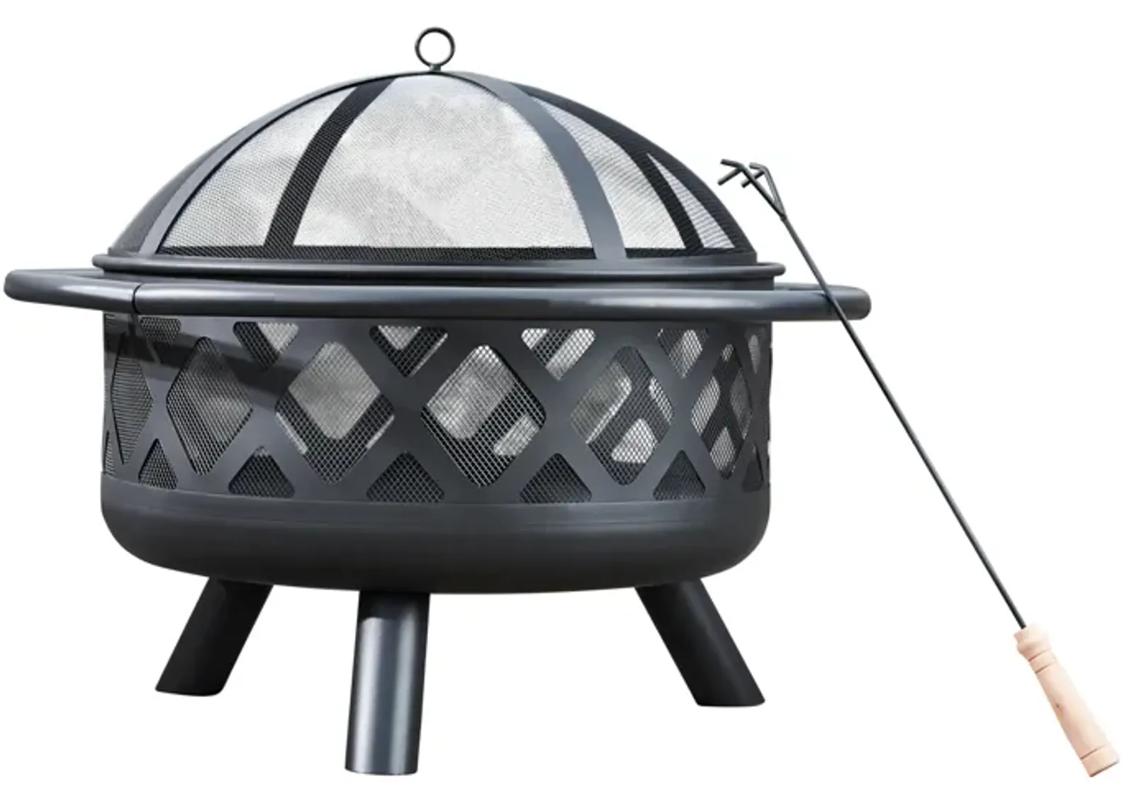 Teamson Home - Outdoor 29.5 Inch Round Steel Wood Burning Fire Pit