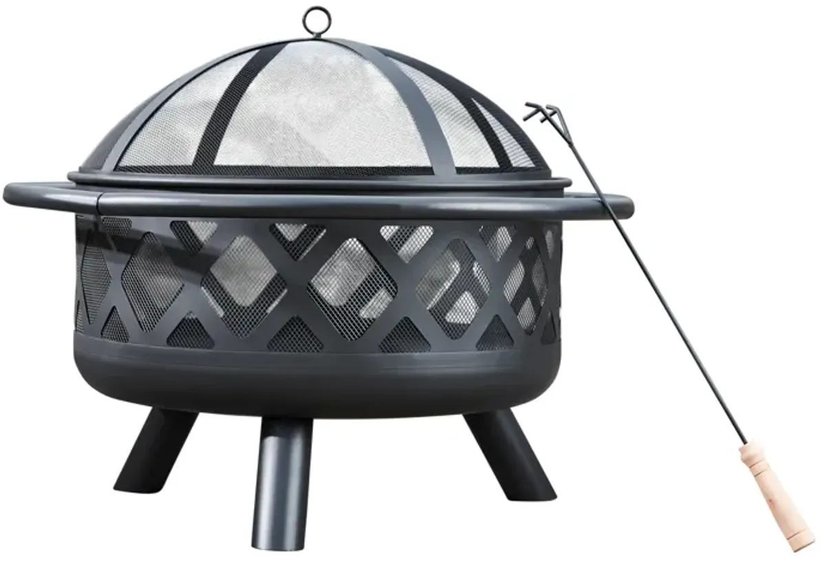 Teamson Home - Outdoor 29.5 Inch Round Steel Wood Burning Fire Pit