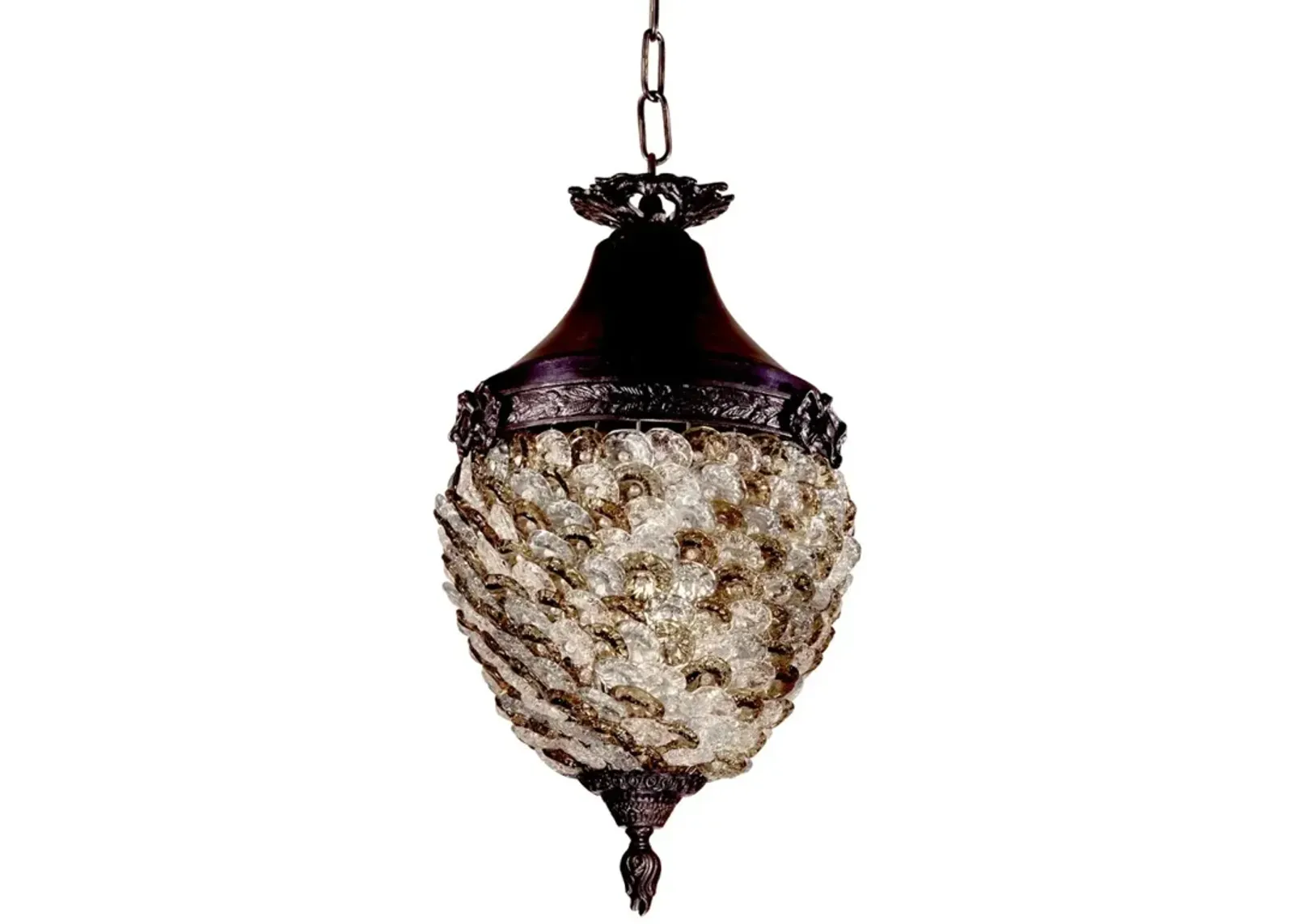 12.5" Antique Bronze Hand Blown Glass Flower Hanging Ceiling Light Fixture