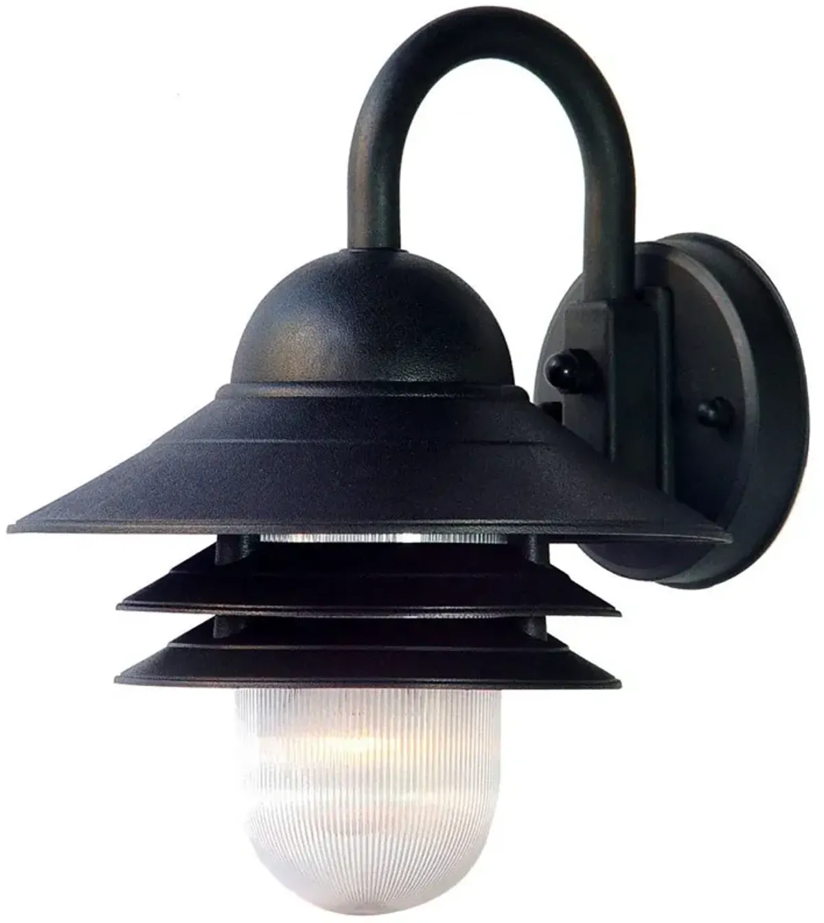 Homezia Matte Black Three Tier Lamp Shade Outdoor Wall Light