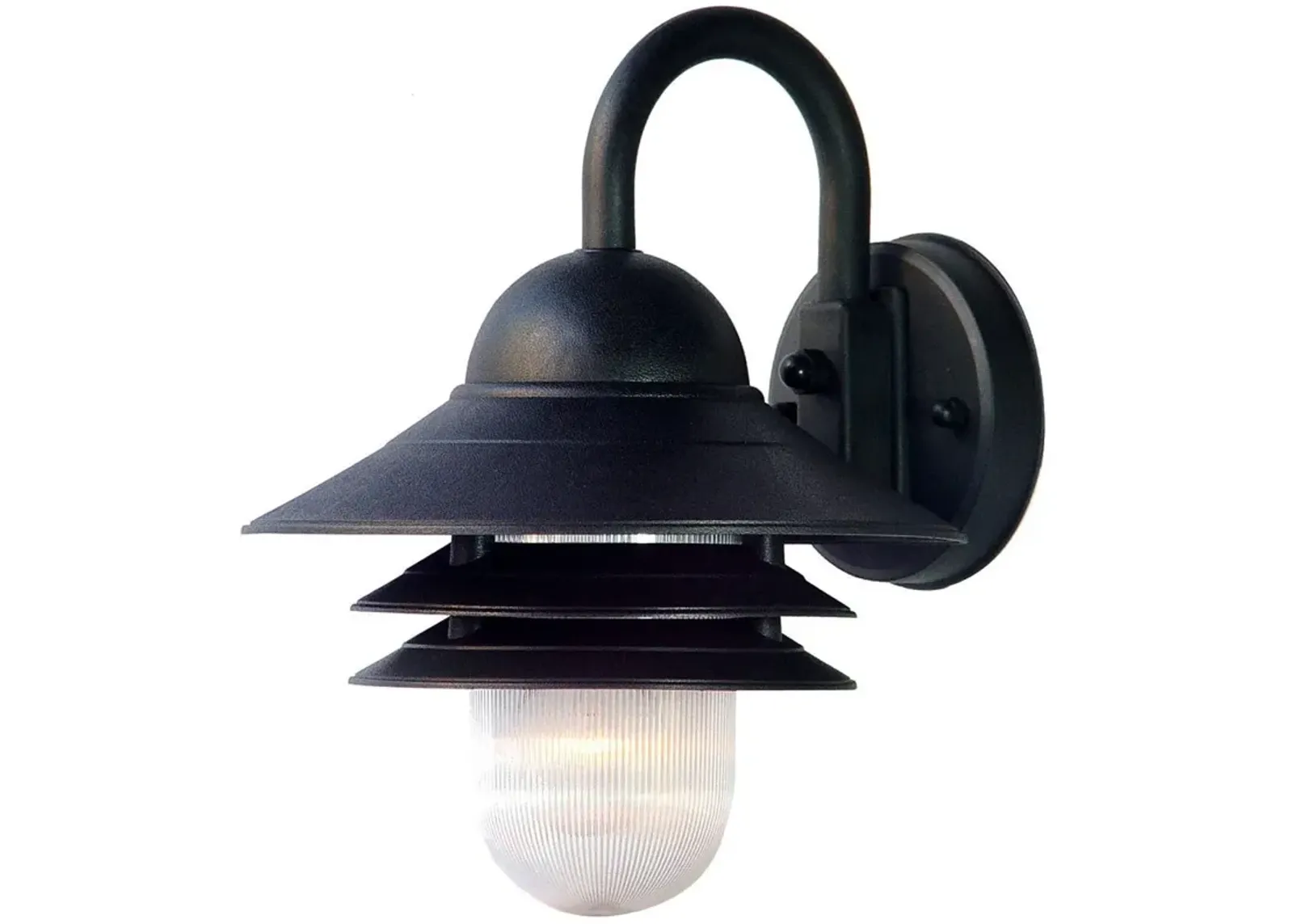 Homezia Matte Black Three Tier Lamp Shade Outdoor Wall Light