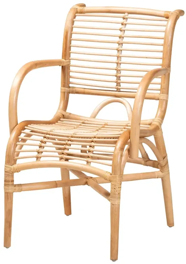 Baxton Studio Seminyak Modern Bohemian Natural Rattan Lounge Chair