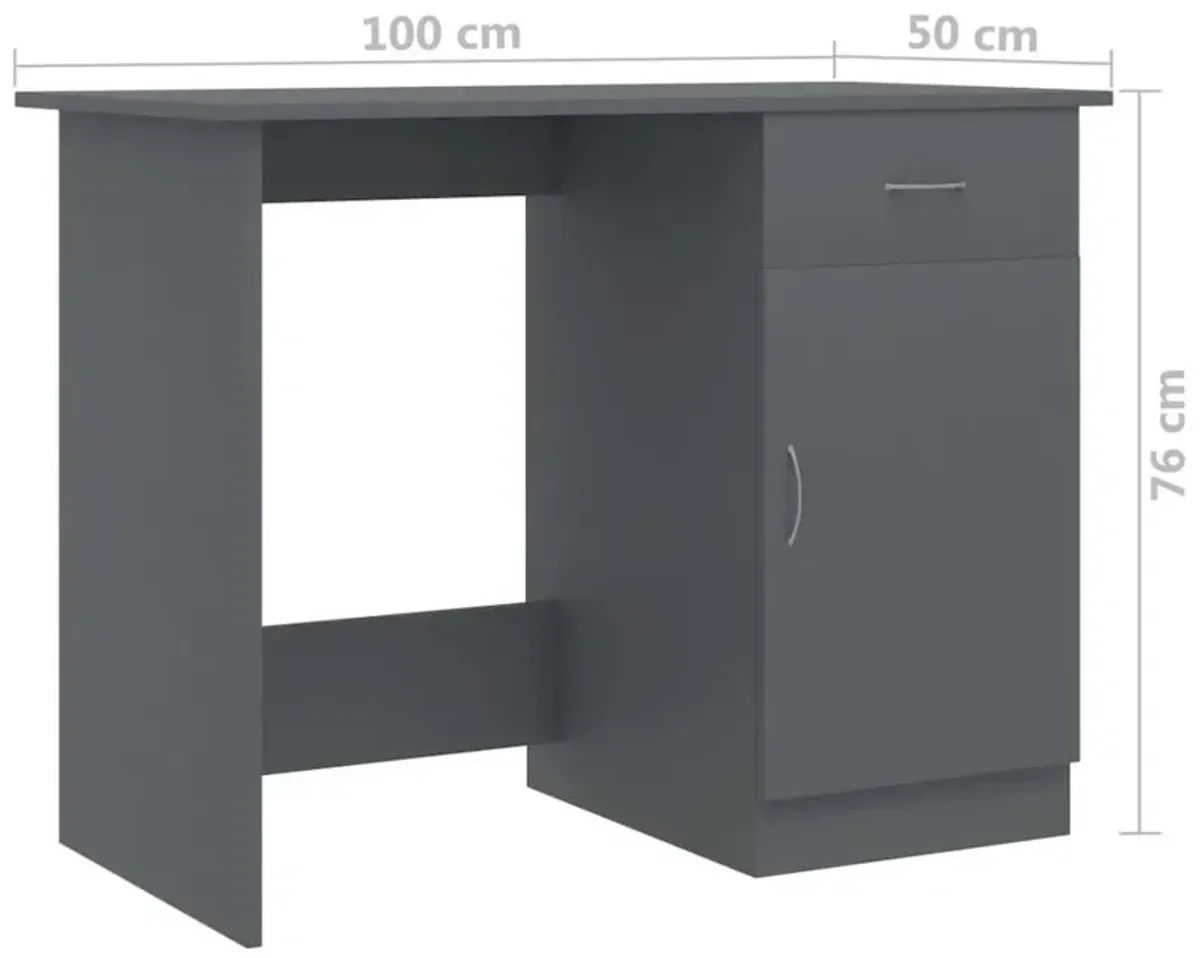 vidaXL Desk Gray 39.4"x19.7"x29.9" Chipboard