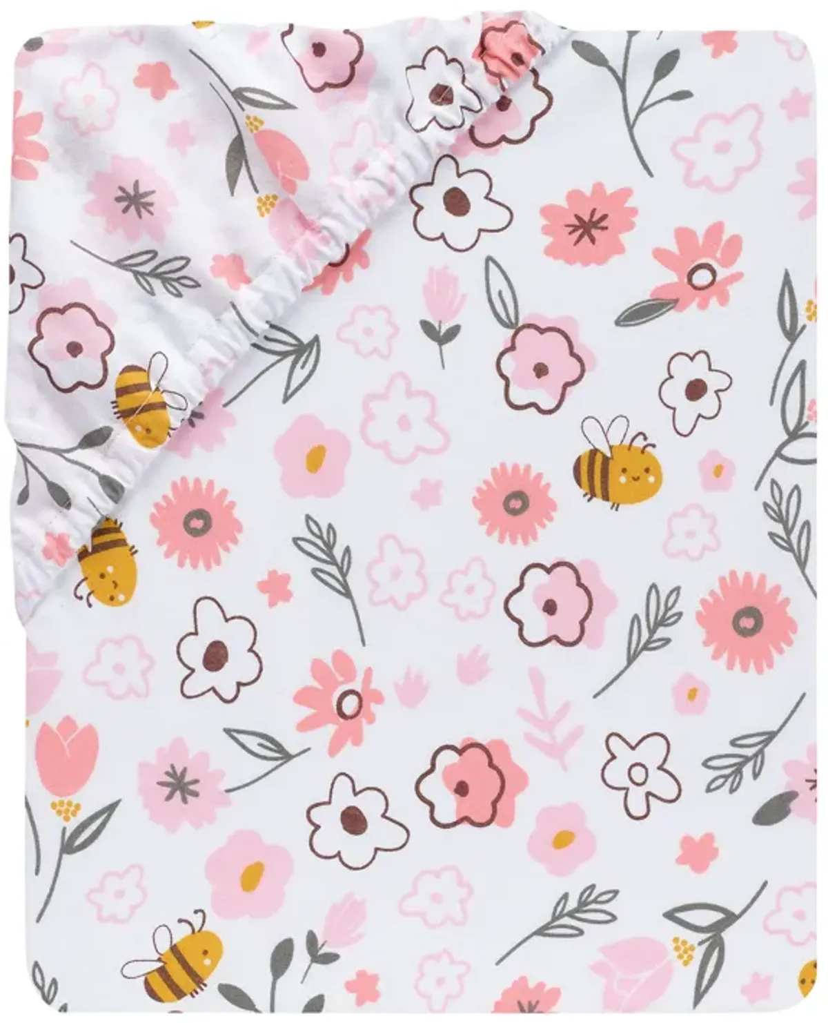 Lambs & Ivy Little Garden 100% Cotton Pink Floral Fitted Crib/Toddler Sheet