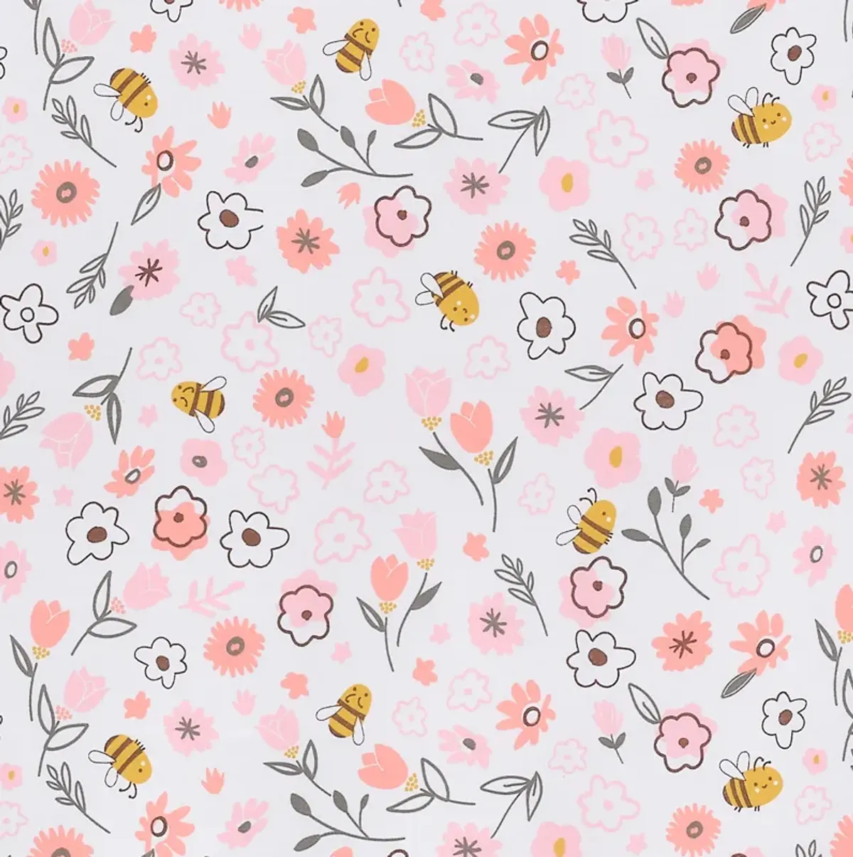 Lambs & Ivy Little Garden 100% Cotton Pink Floral Fitted Crib/Toddler Sheet