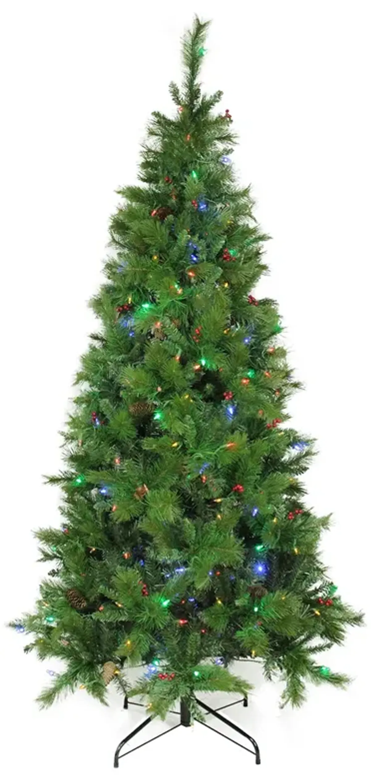 7' Pre-Lit Slim Mount Beacon Pine Artificial Christmas Tree - Multicolor LED Lights