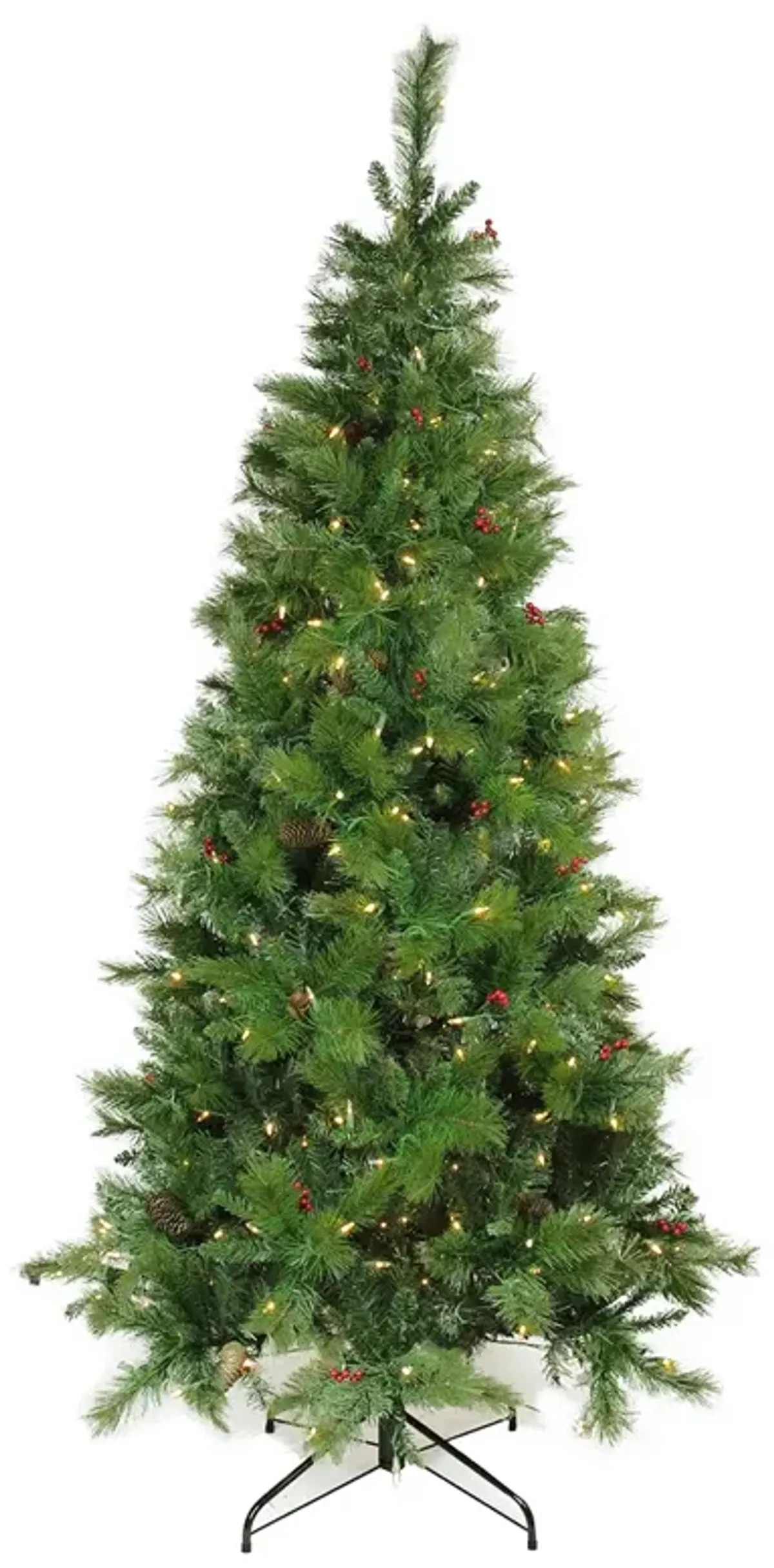7' Pre-Lit Slim Mount Beacon Pine Artificial Christmas Tree - Multicolor LED Lights