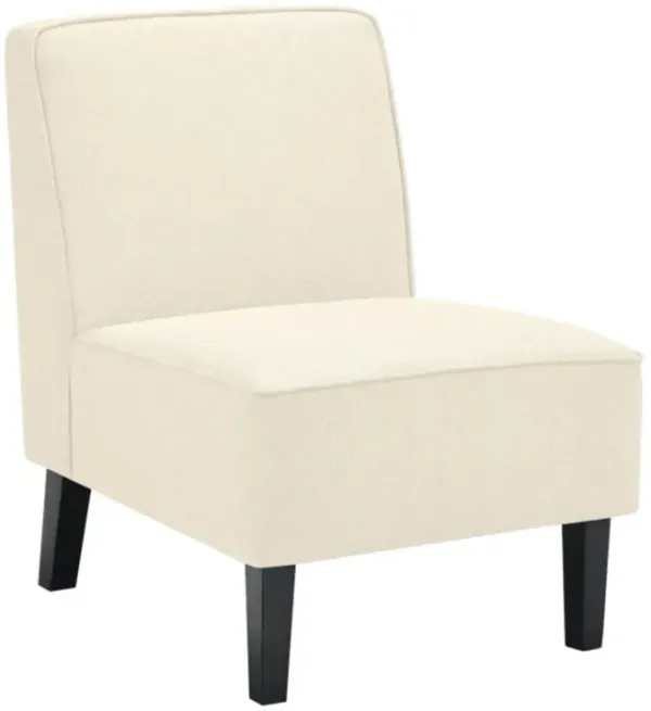 Modern Armless Accent Chair with Rubber Wood Legs-Beige
