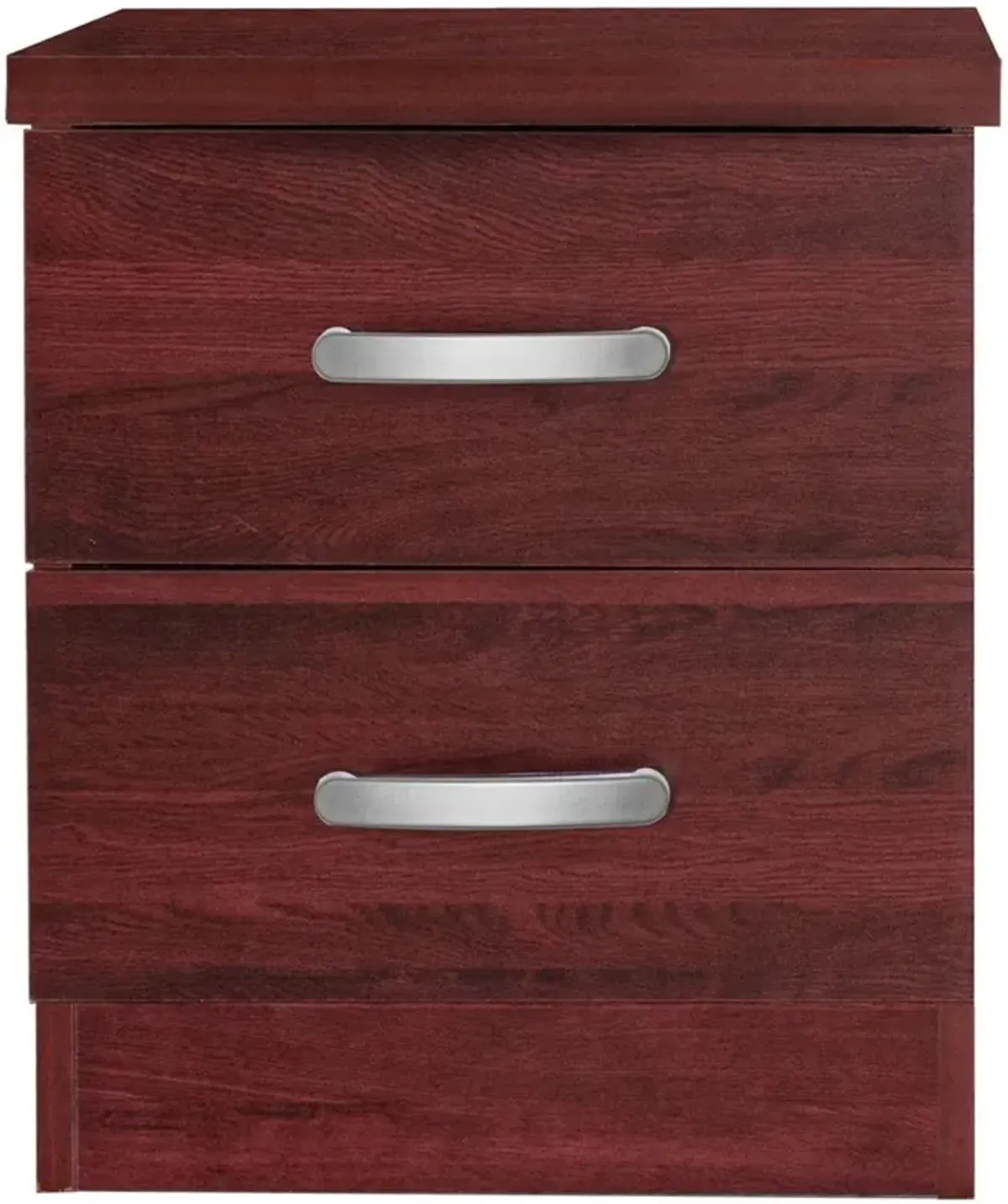 Better Home Products Cindy Faux Wood 2 Drawer Nightstand in Mahogany