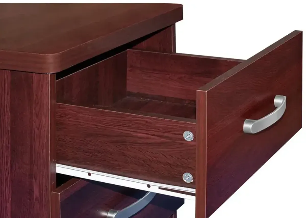 Better Home Products Cindy Faux Wood 2 Drawer Nightstand in Mahogany