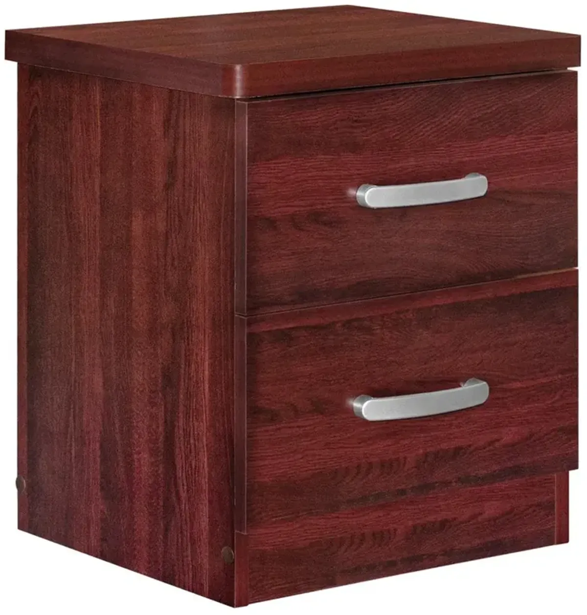 Better Home Products Cindy Faux Wood 2 Drawer Nightstand in Mahogany