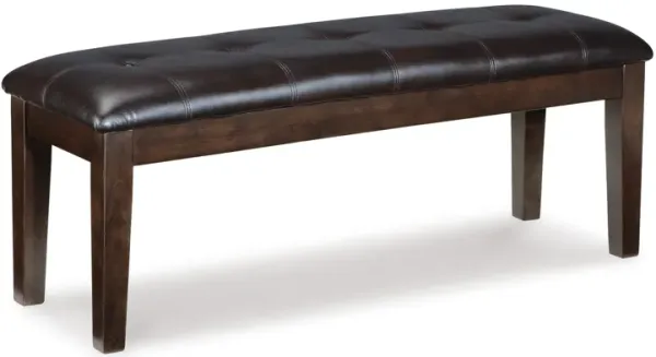 Hado Dining Bench, 49 Inch, Tufted Faux Leather Seat, Dark Brown - Benzara