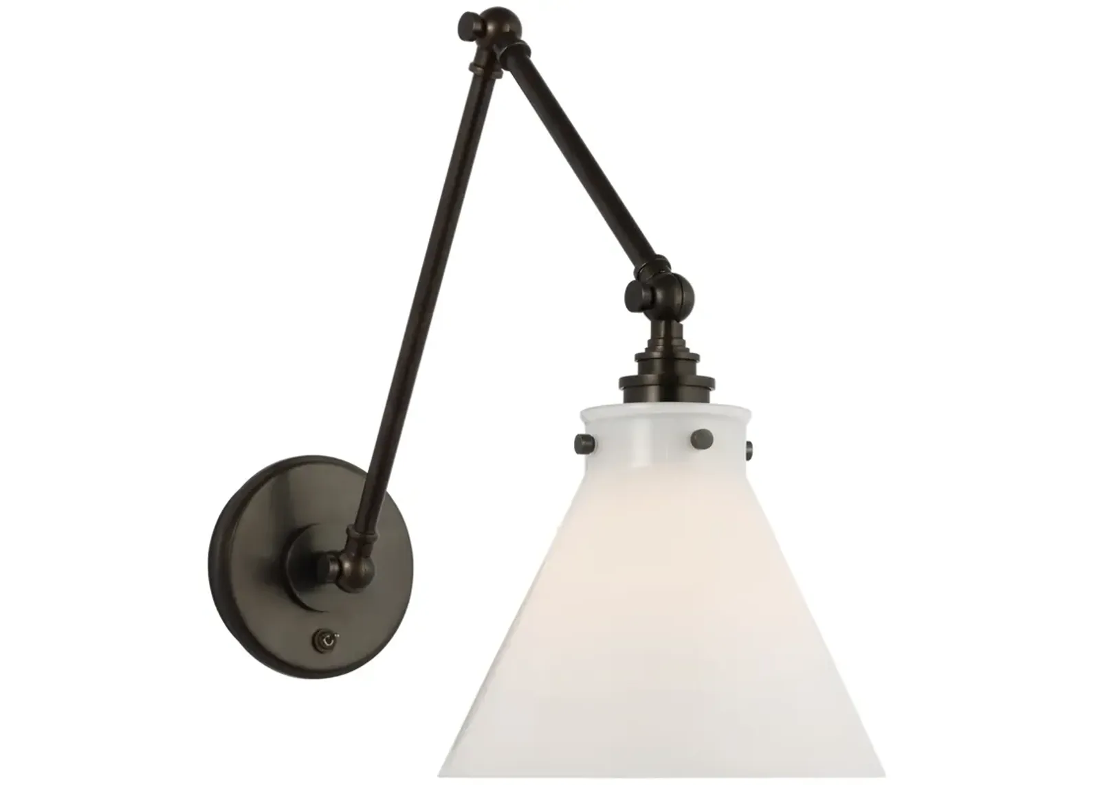 Parkington Double Library Wall Light in Bronze with White Glass