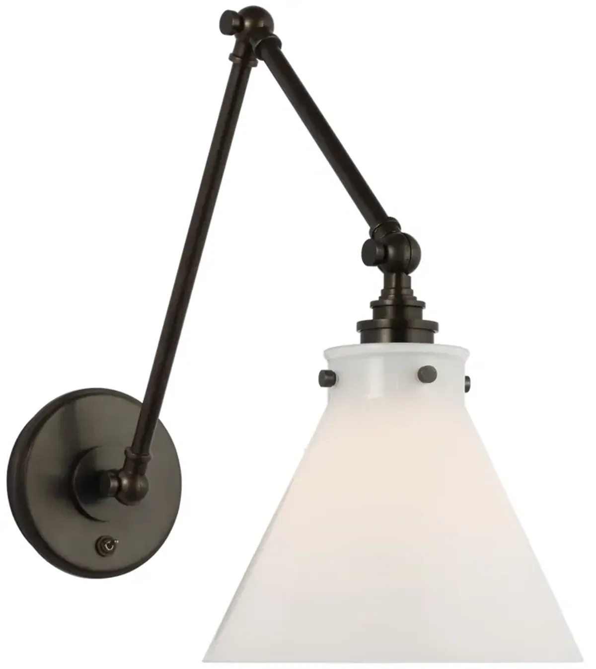 Parkington Double Library Wall Light in Bronze with White Glass