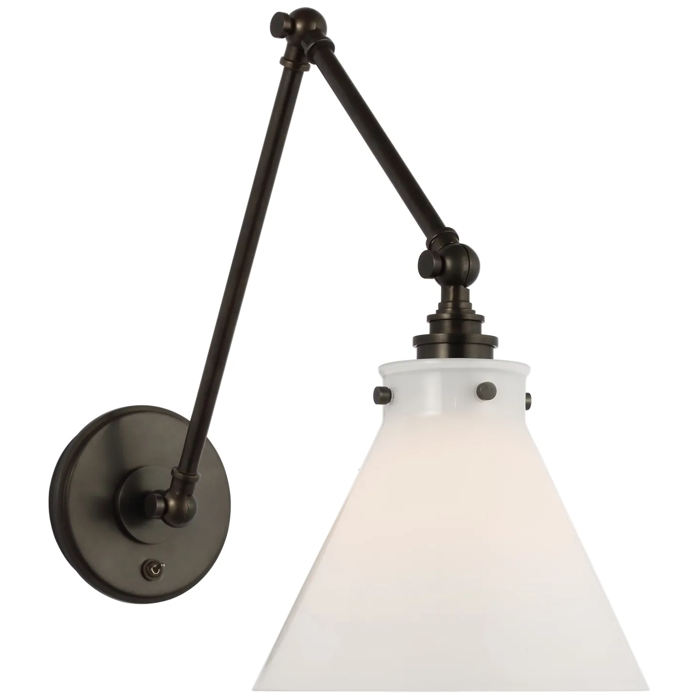 Parkington Double Library Wall Light in Bronze with White Glass