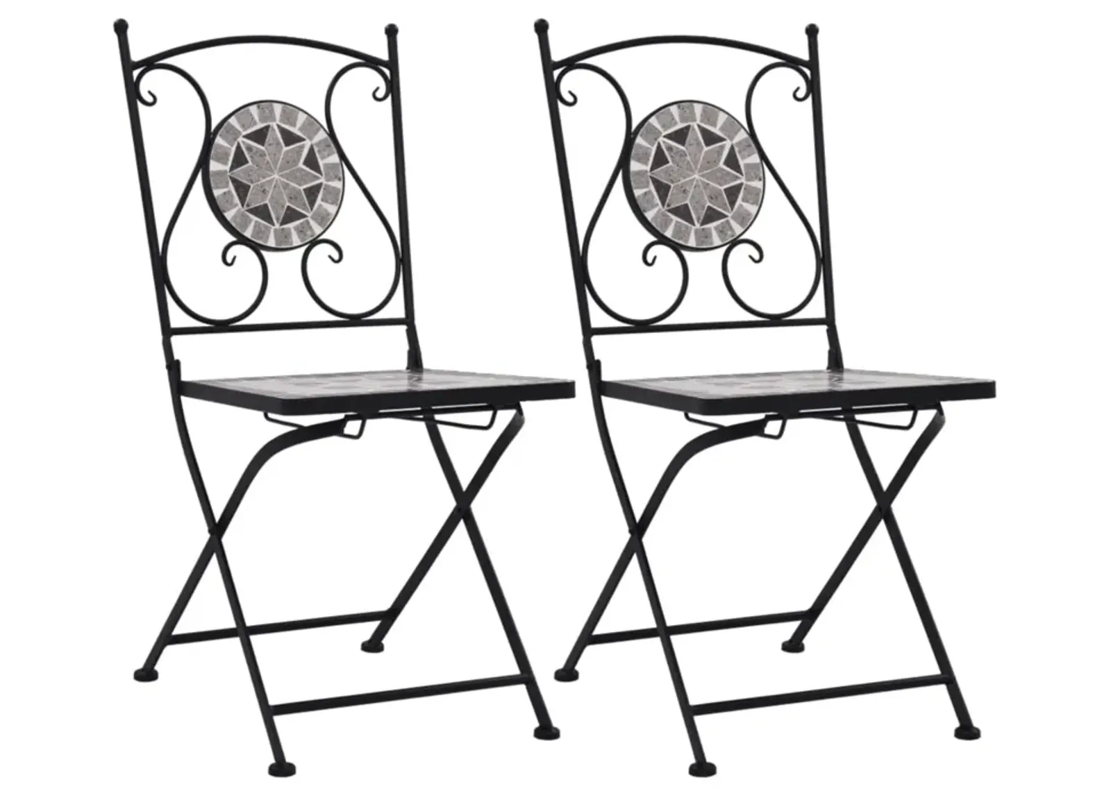 vidaXL Mosaic Bistro Chairs 2 pcs Gray