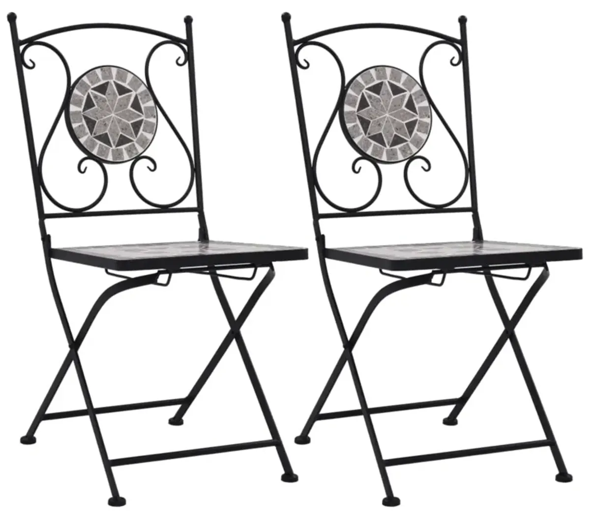 vidaXL Mosaic Bistro Chairs 2 pcs Gray