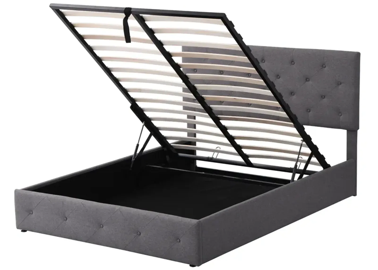 Queen Size Upholstered Platform Bed With A Hydraulic Storage System