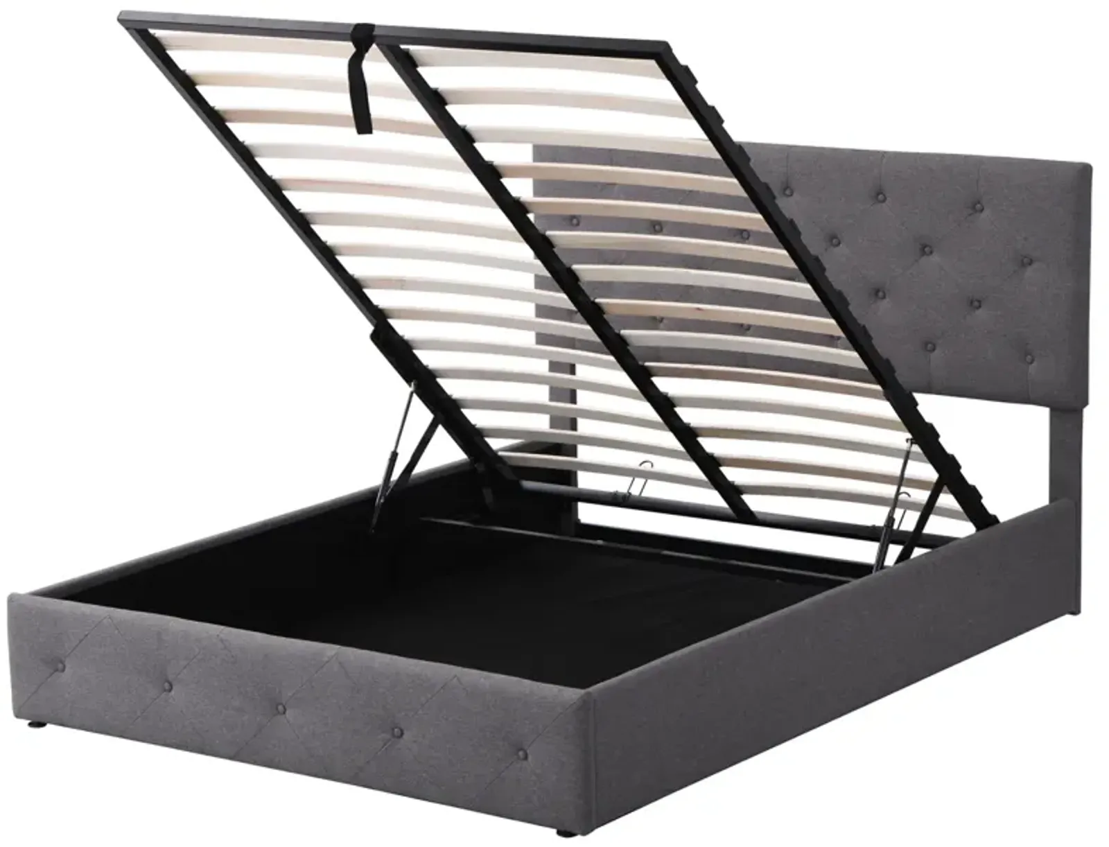 Queen Size Upholstered Platform Bed With A Hydraulic Storage System