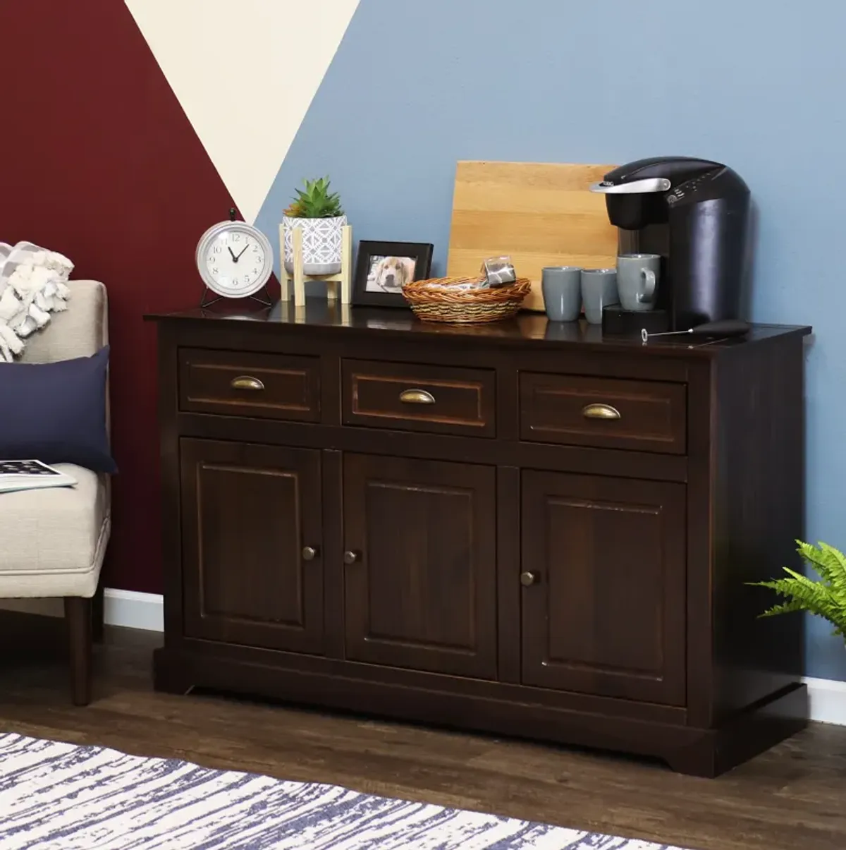 Solid Pine Sideboard with 3 Drawers and 3 Doors