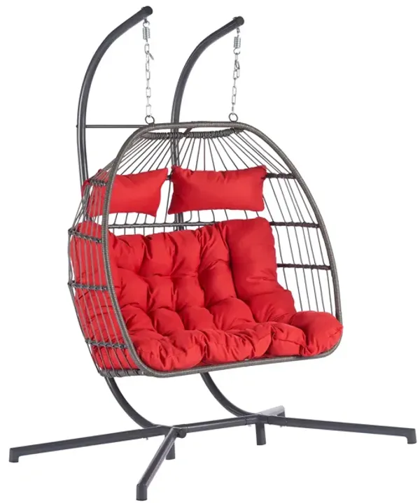 Streamdale 2 Person Outdoor Rattan Hanging Chair Patio Wicker Egg Chair