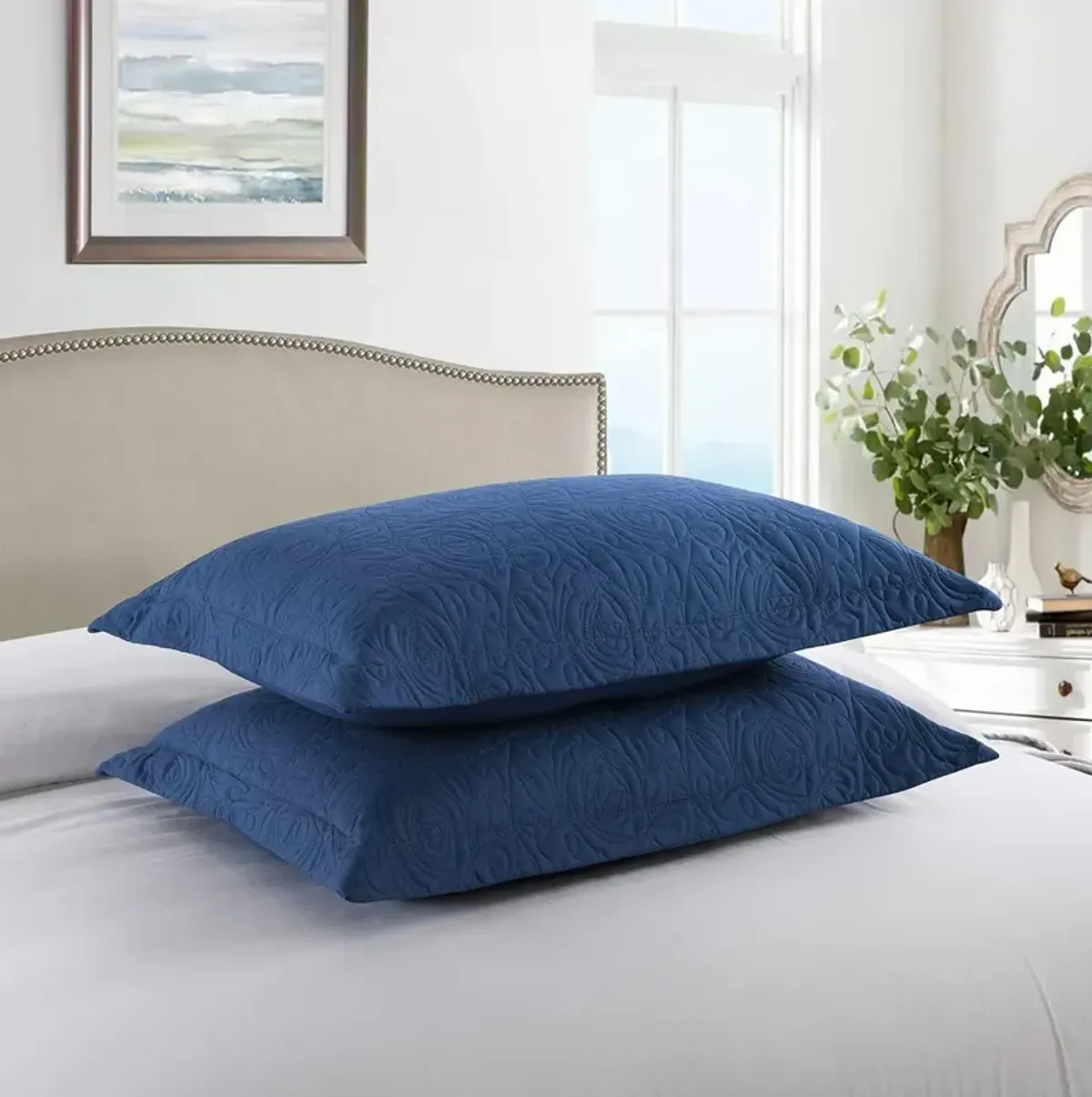 MarCielo 2 Piece Embroidery Pillow Shams