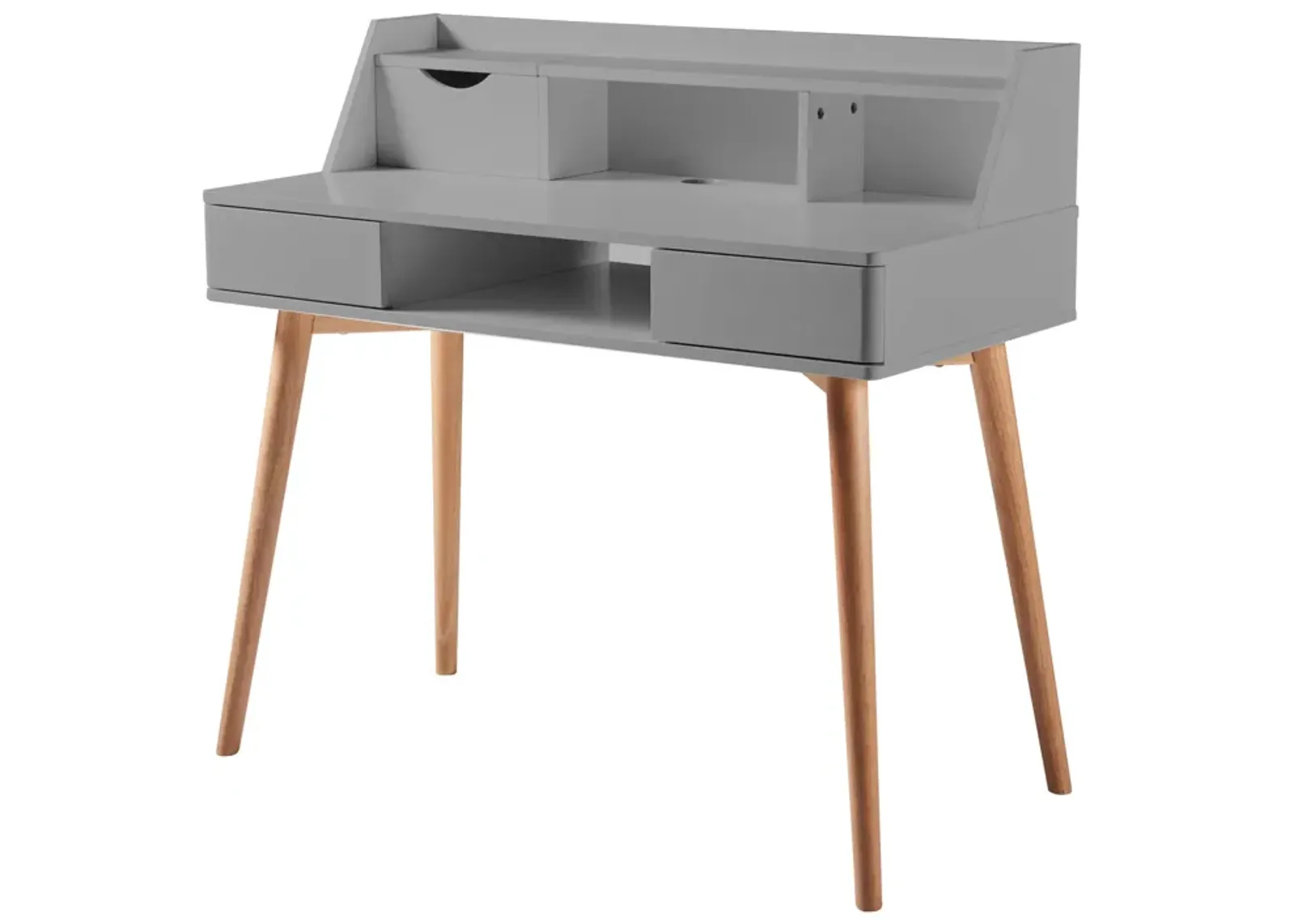 Teamson Home Creativo Wooden Writing Desk with Storage, Light Gray/Natural