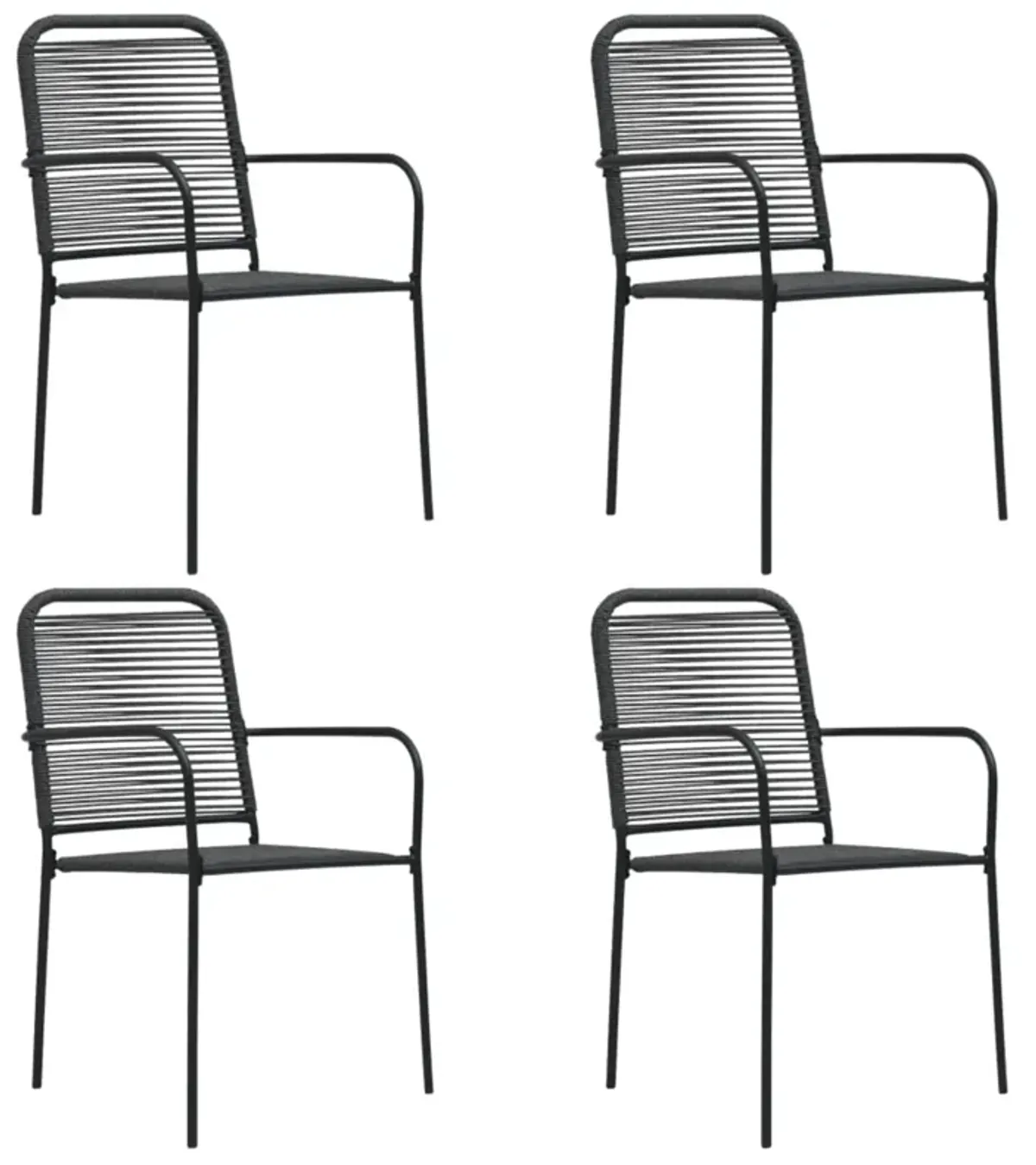 vidaXL Garden Chairs 4 pcs Cotton Rope and Steel Black