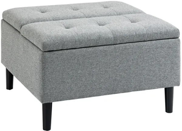 Light Grey Versatile Seat: 30" Tufted Storage Ottoman Coffee Table