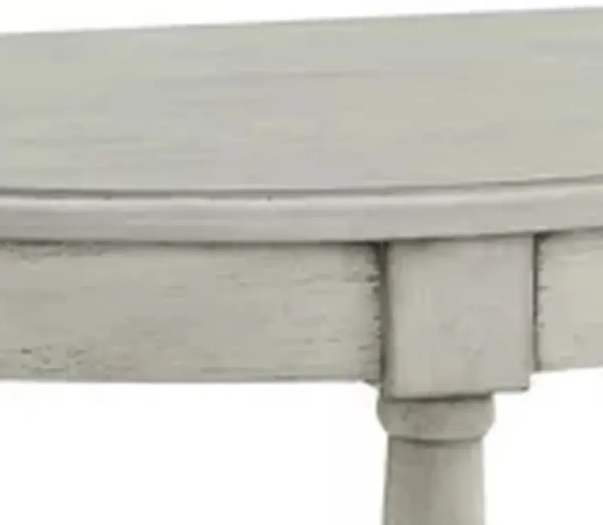 Kiana 28 Inch Side End Table, Bottom Shelf, Semicircle, Antique Gray Wood - Benzara