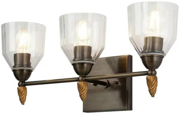 Lucas McKearn Felice 3 Light Vanity Light In Dark Bronze With Gold Accents