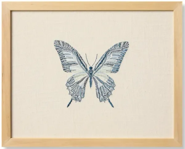 Butterfly Blue Ivory/Blue 1'x1'3" Wall Art