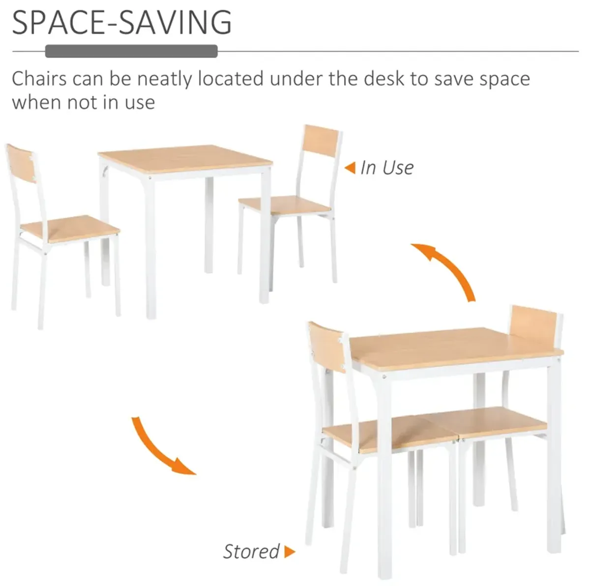 Modern Kitchen Table and 2 Chairs Furniture Collection with Sturdy Metal Frame