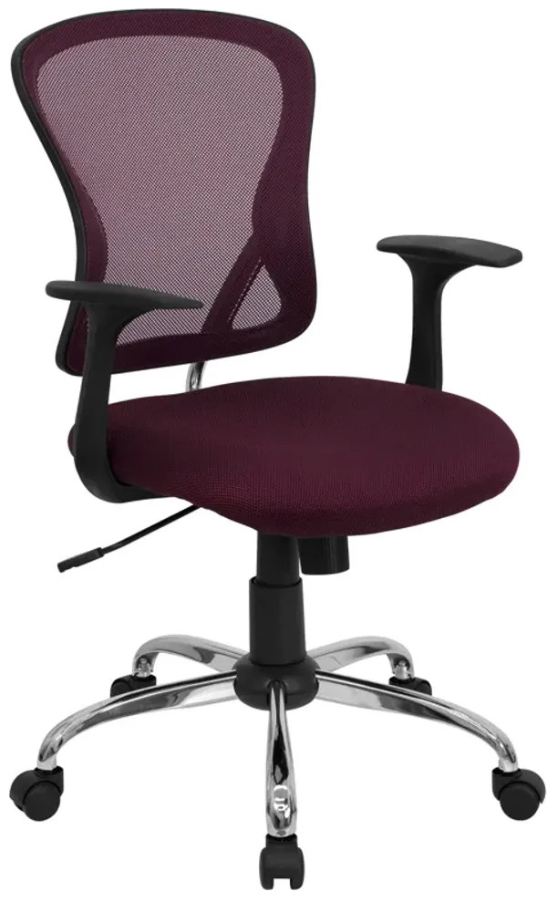 Alfred Mid-Back Blue Mesh Swivel Task Office Chair with Chrome Base and Arms